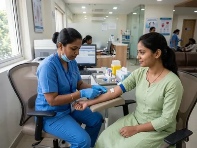 Sanova Labs phlebotomist drawing a blood sample from a patient in medical scrubs